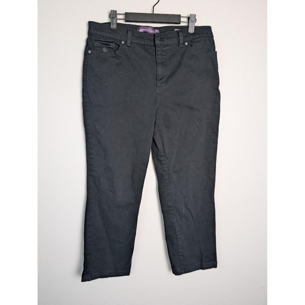 Gloria Vanderbilt Amanda Jeans Womens 14P Black Ankle Slim Stretch Denim‎